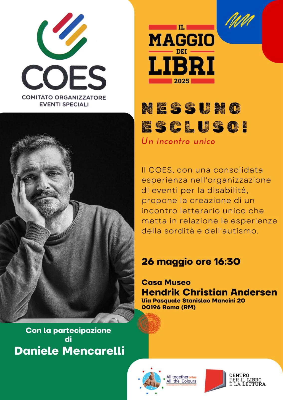 ‘Nessuno escluso’, un evento con Daniele Mencarelli